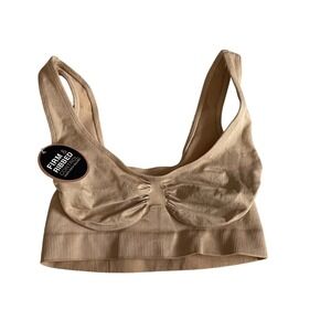 UnderWhere? Tan Firm Ribbed Control Shapewear Bralette Small RN136631